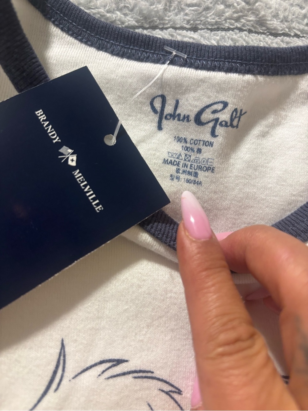 BNWT Brandy Melville John Galt Cherub Angel Ringer Baby Tee White One Size XS/S - Picture 3 of 4